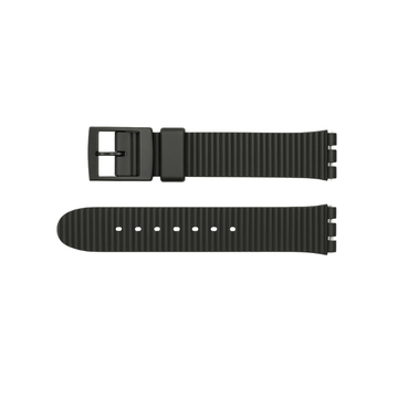 20mm Swatch Compatible Black Ribbed Watch Strap | Chrono Straps UK