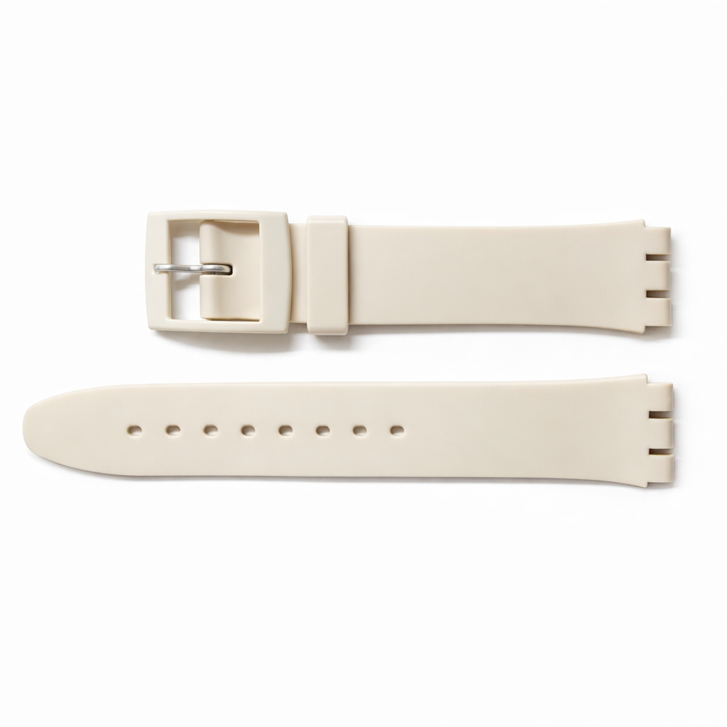 16mm (19mm) Swatch Skin Compatible White Replacement Watch Strap