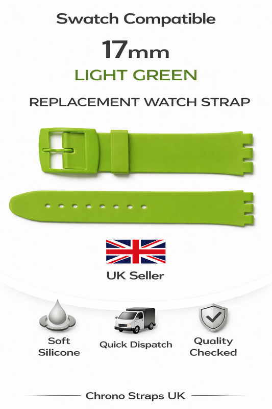 17mm (20mm) Swatch Compatible Light Green Replacement Watch Strap