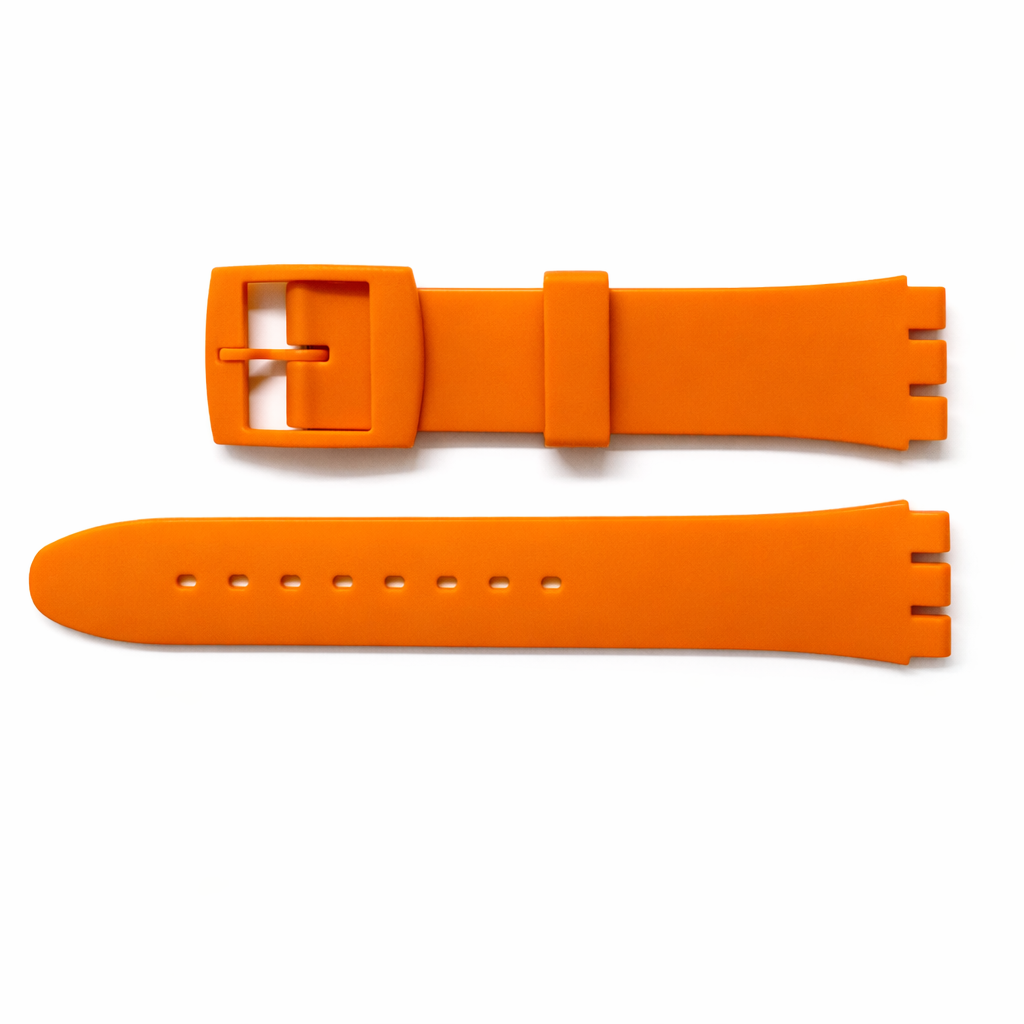 17mm (20mm) Swatch Compatible Orange Replacement Watch Strap