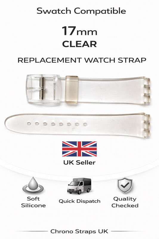 17mm (20mm) Swatch Compatible Clear Replacement Watch Strap