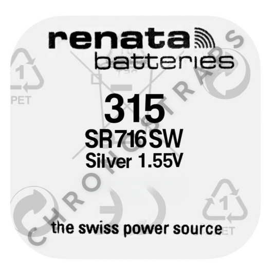 Renata 315 / SR716SW Swiss Made Silver Oxide Watch Battery