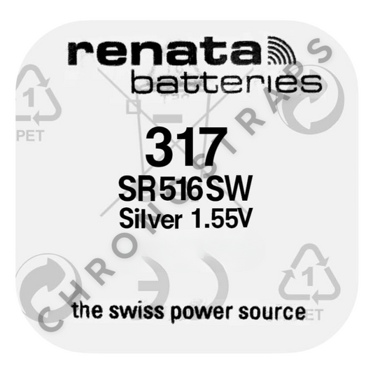 Renata 317 / SR516SW Swiss Made Silver Oxide Watch Battery