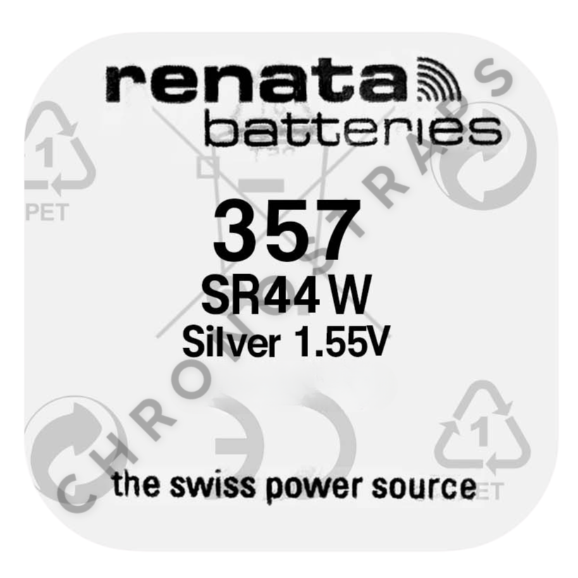 Renata 357 / SR44W Swiss Made Silver Oxide Watch Battery