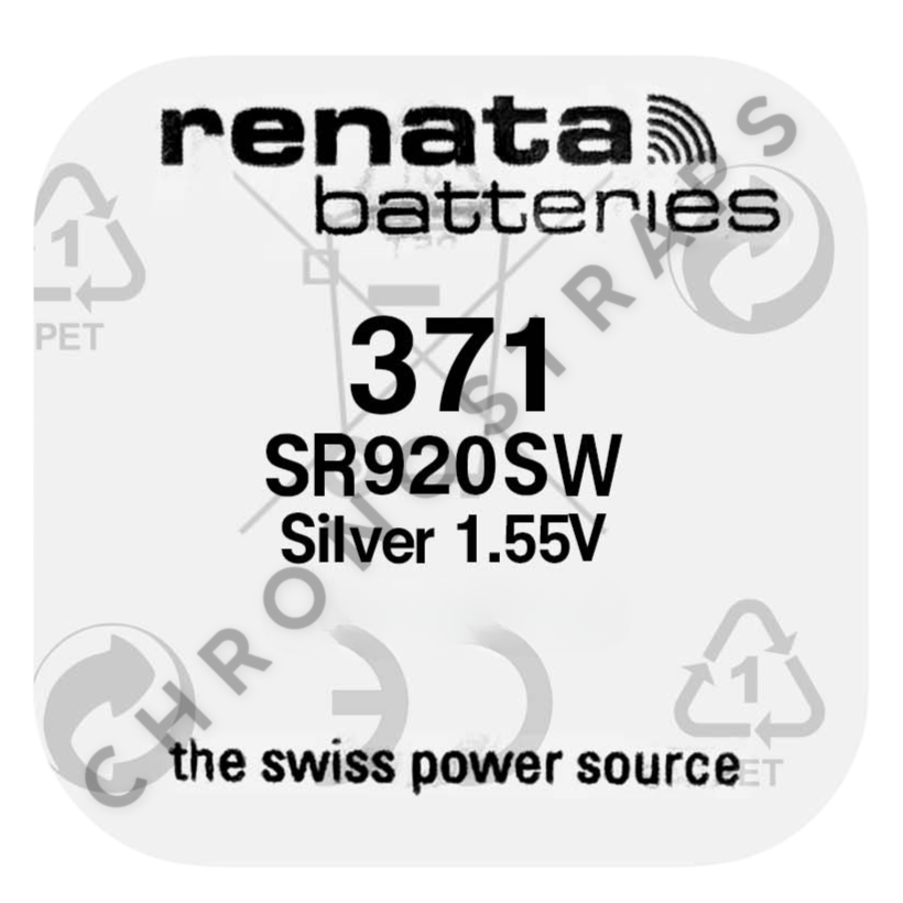 Renata 371 / SR920SW Swiss Made Silver Oxide Watch Battery