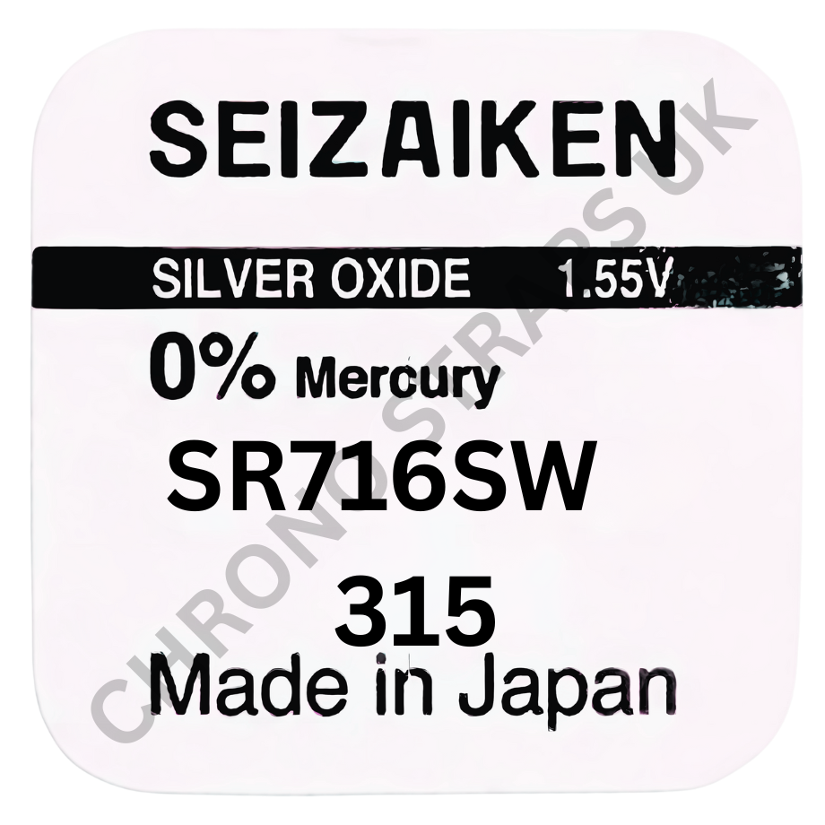 Seizaiken by Seiko 315 / SR716SW Silver Oxide Watch Battery | Chrono Straps UK