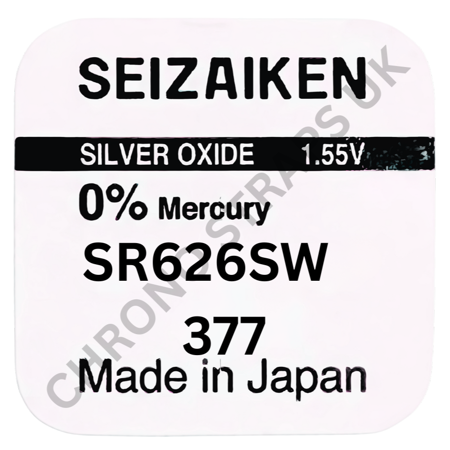 Seizaiken by Seiko 377 / SR626SW Silver Oxide Watch Battery | Chrono Straps UK