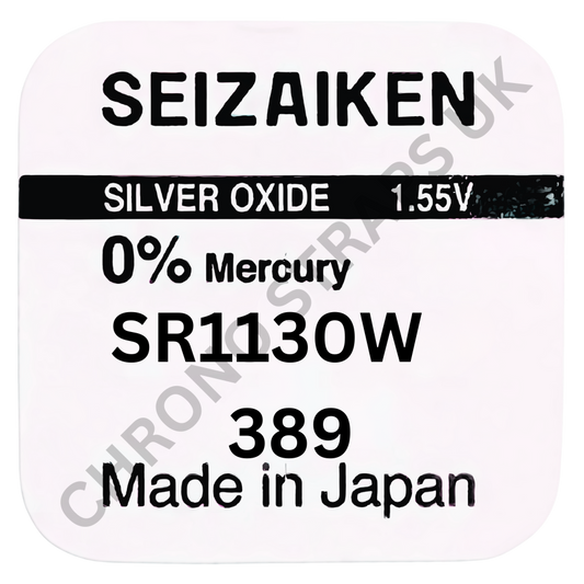 Seizaiken by Seiko 389 / SR1130W Silver Oxide Watch Battery | Chrono Straps UK