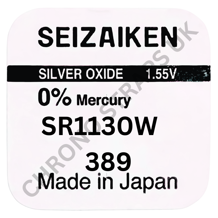 Seizaiken by Seiko 389 / SR1130W Silver Oxide Watch Battery | Chrono Straps UK