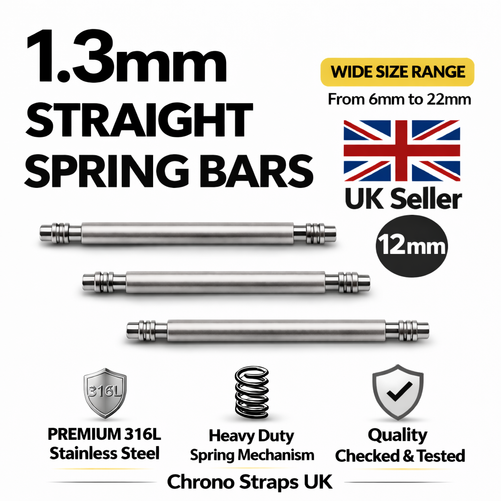 1.3mm Watch Spring Bars Stainless Steel | Double Flanged | 6mm–22mm | Multi-Pack