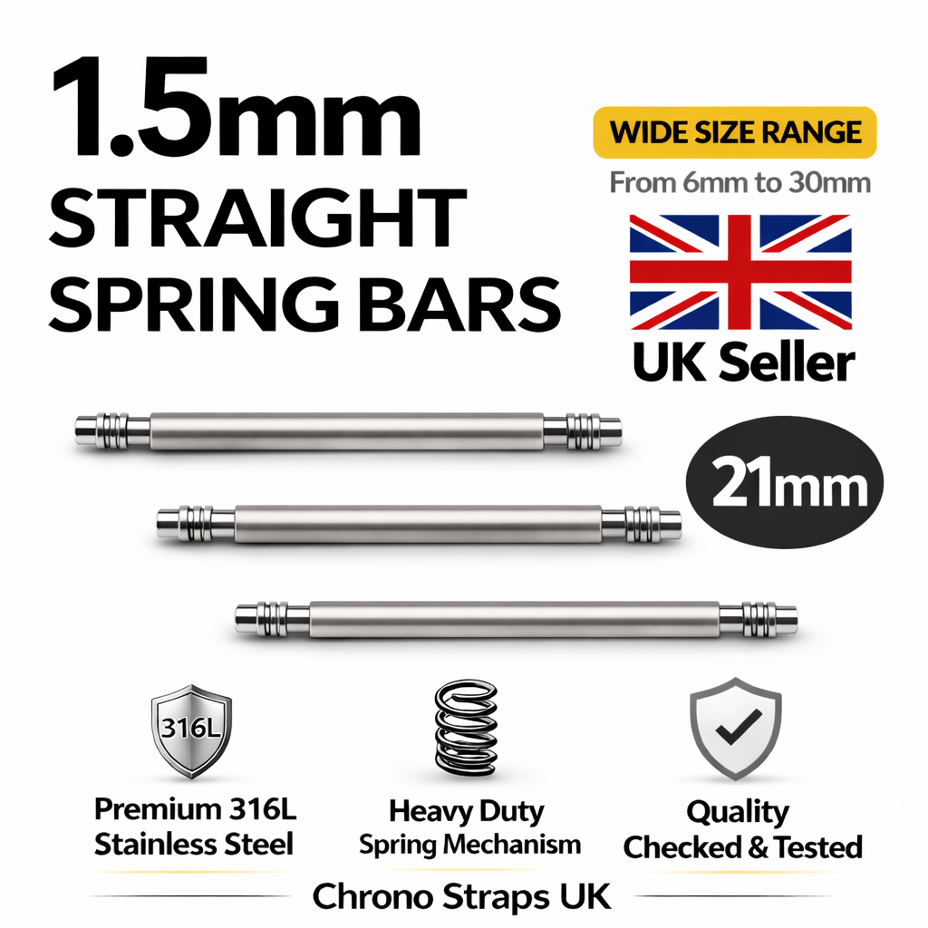 1.5mm Watch Spring Bars Stainless Steel | Double Flanged | 6mm–30mm | Multi-Pack