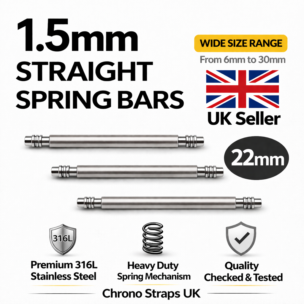 1.5mm Watch Spring Bars Stainless Steel | Double Flanged | 6mm–30mm | Multi-Pack