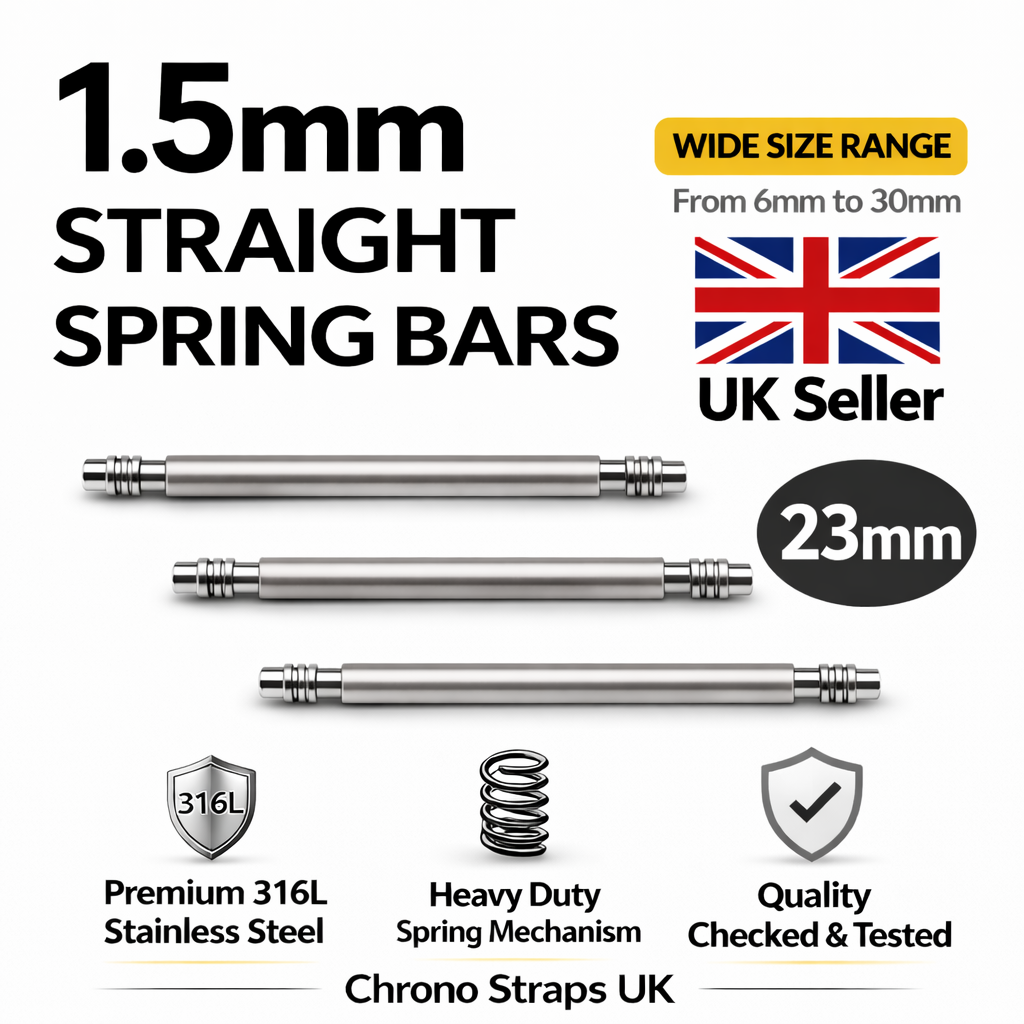 1.5mm Watch Spring Bars Stainless Steel | Double Flanged | 6mm–30mm | Multi-Pack