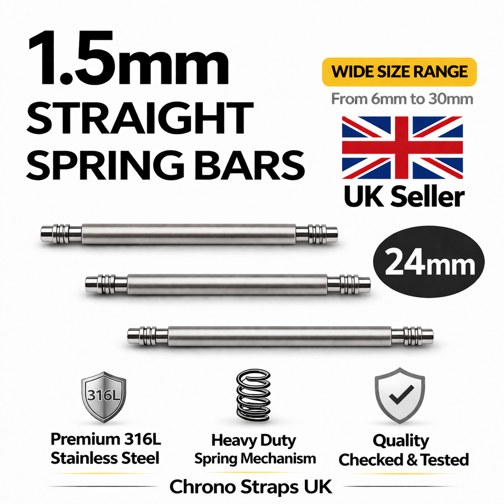 1.5mm Watch Spring Bars Stainless Steel | Double Flanged | 6mm–30mm | Multi-Pack