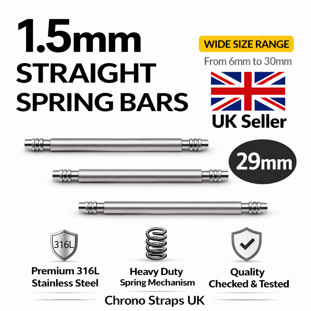 1.5mm Watch Spring Bars Stainless Steel | Double Flanged | 6mm–30mm | Multi-Pack