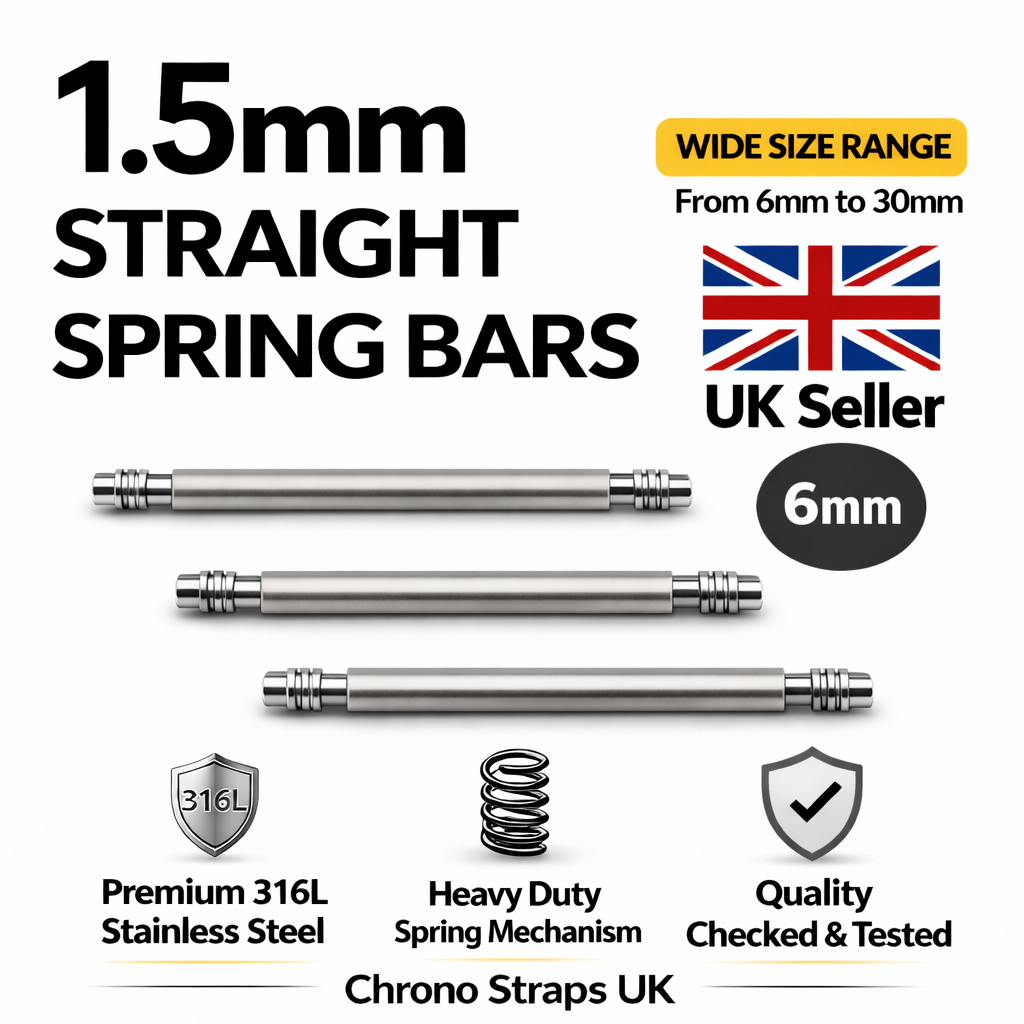 1.5mm Watch Spring Bars Stainless Steel | Double Flanged | 6mm–30mm | Multi-Pack