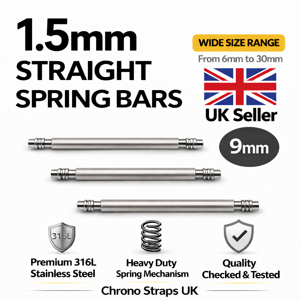 1.5mm Watch Spring Bars Stainless Steel | Double Flanged | 6mm–30mm | Multi-Pack
