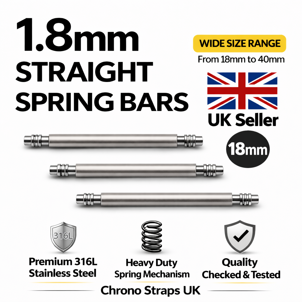 1.8mm Watch Spring Bars Stainless Steel | Double Flanged | 18mm–40mm Multi-Pack