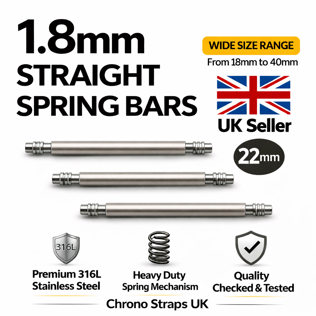 1.8mm Watch Spring Bars Stainless Steel | Double Flanged | 18mm–40mm Multi-Pack