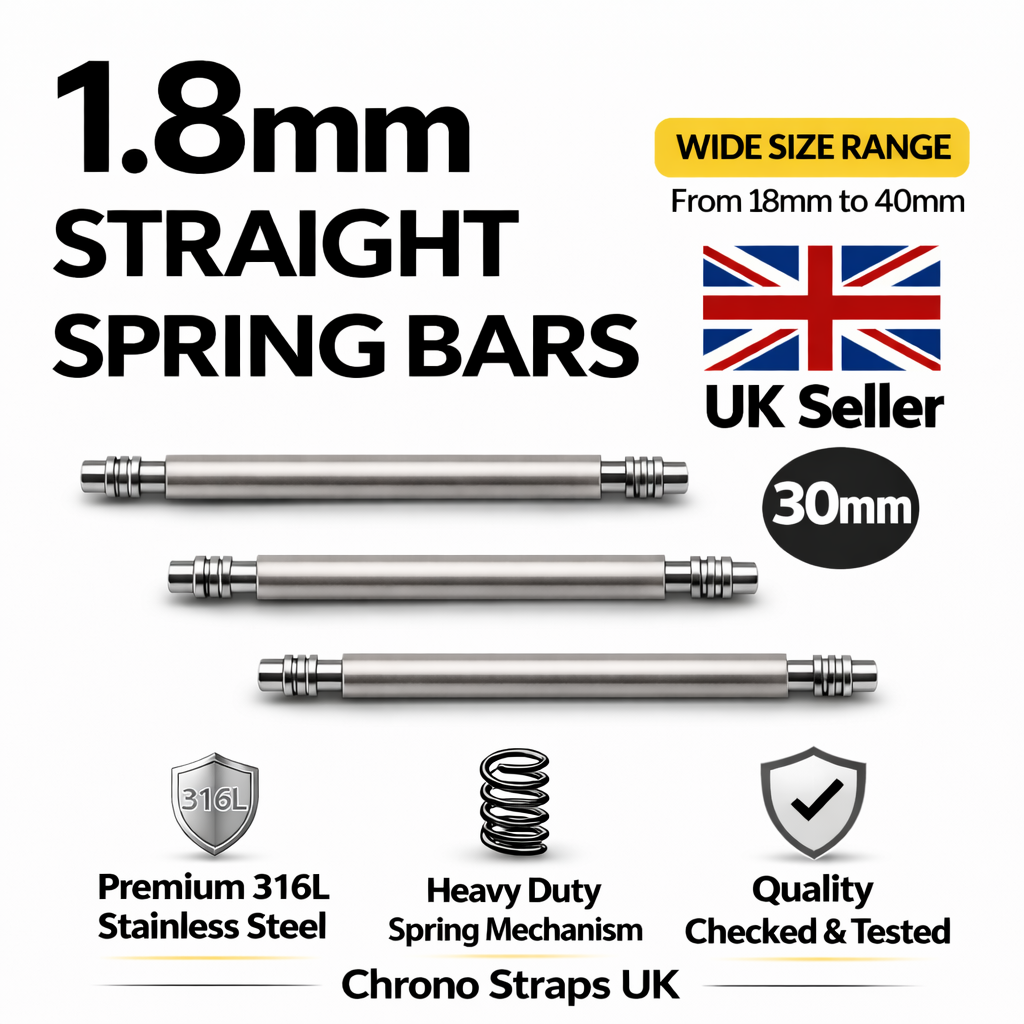 1.8mm Watch Spring Bars Stainless Steel | Double Flanged | 18mm–40mm Multi-Pack