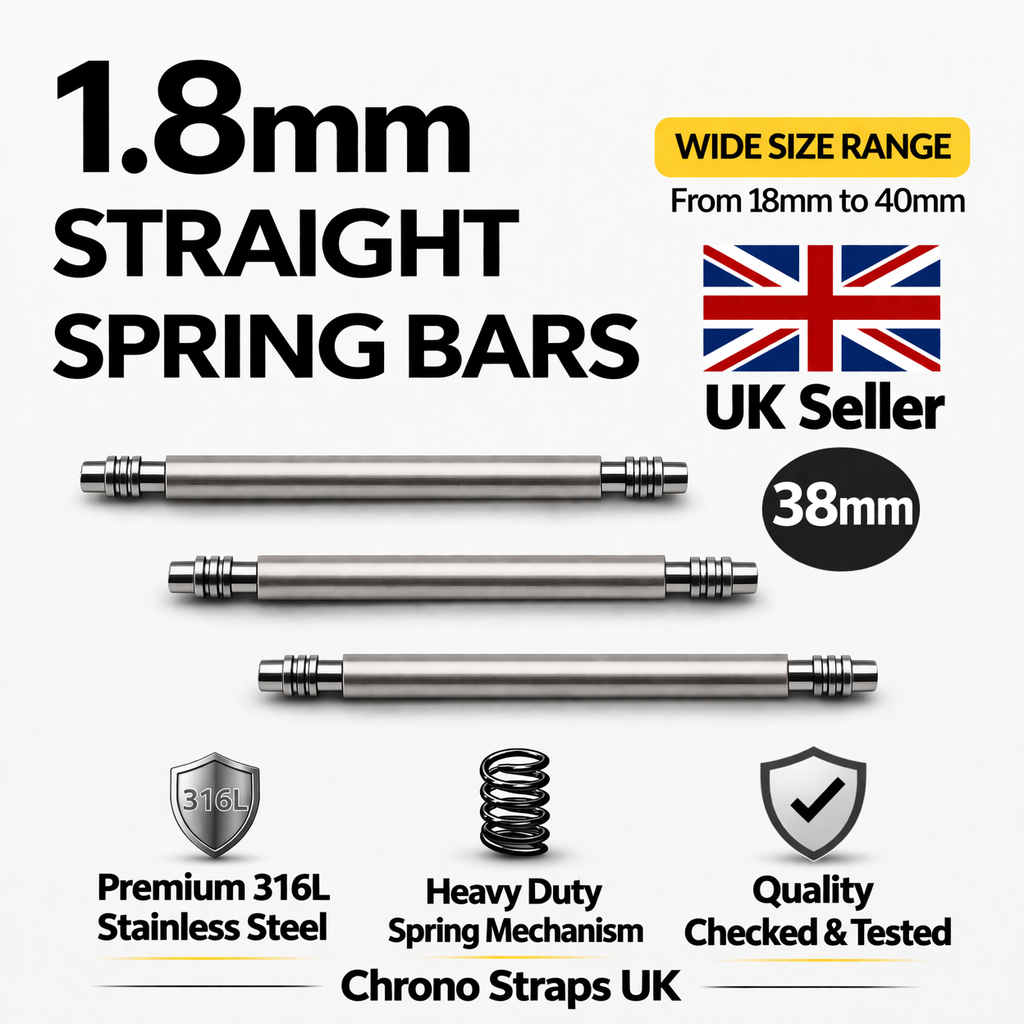 1.8mm Watch Spring Bars Stainless Steel | Double Flanged | 18mm–40mm Multi-Pack