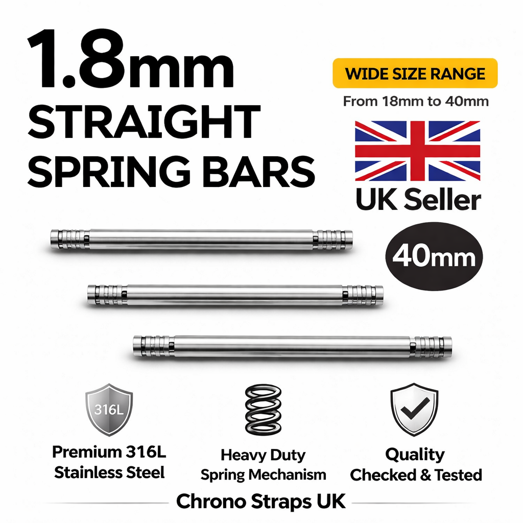 1.8mm Watch Spring Bars Stainless Steel | Double Flanged | 18mm–40mm Multi-Pack