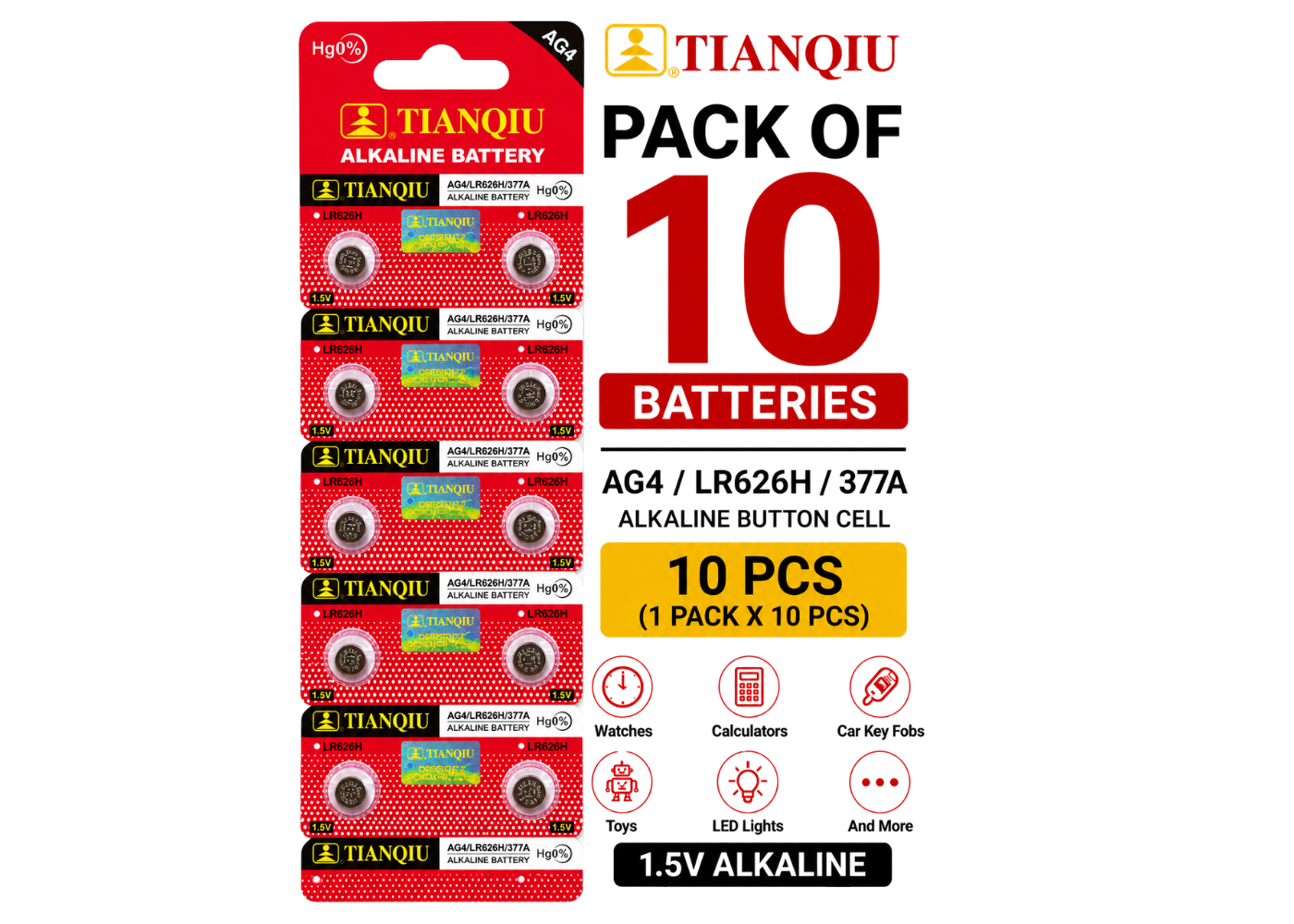 AG4 LR626 LR626H 377 377A SR626SW Watch Batteries – Pack of 10 20 30 50