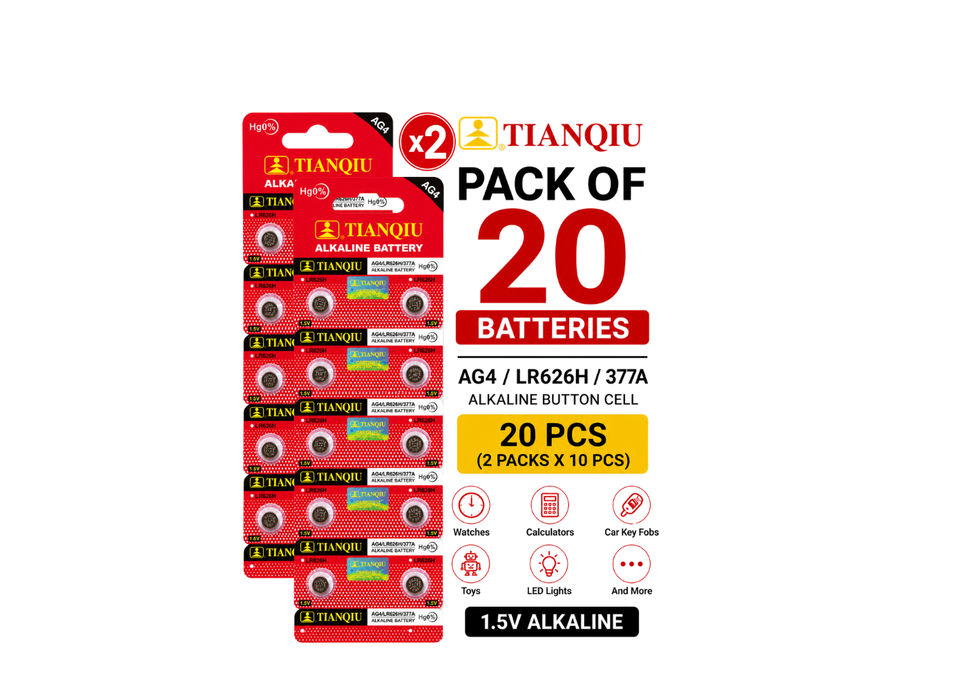 AG4 LR626 LR626H 377 377A SR626SW Watch Batteries – Pack of 10 20 30 50