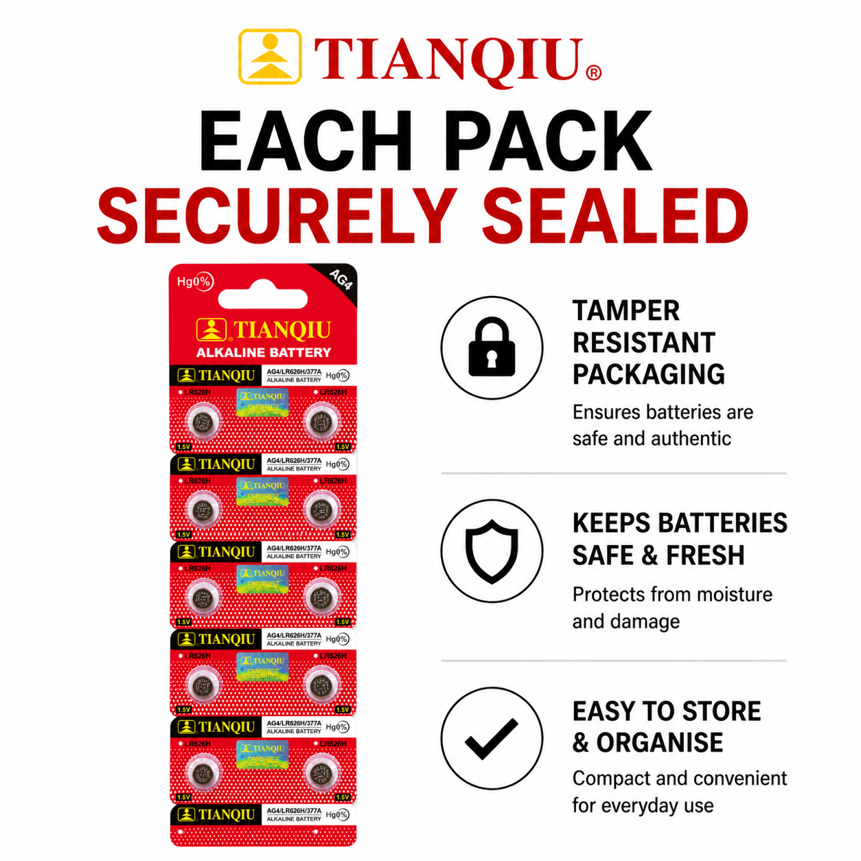 AG4 LR626 LR626H 377 377A SR626SW Watch Batteries – Pack of 10 20 30 50