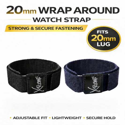 20mm Wrap Around Strap in Black and Blue | Chrono Straps UK