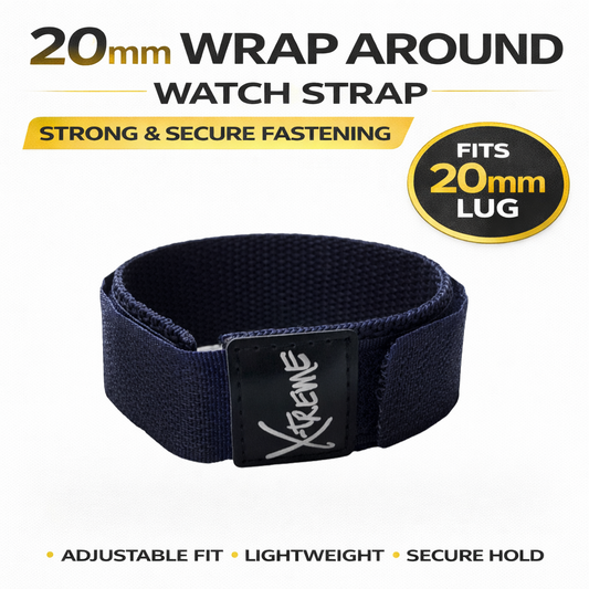 X-Treme 20mm Blue Tough Secure Wrap-Around Touch Fastener Watch Strap | Chrono Straps UK