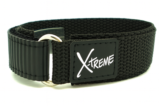 X-Treme 16mm Hook & Loop Nylon Watch Strap - Black | Chrono Straps UK