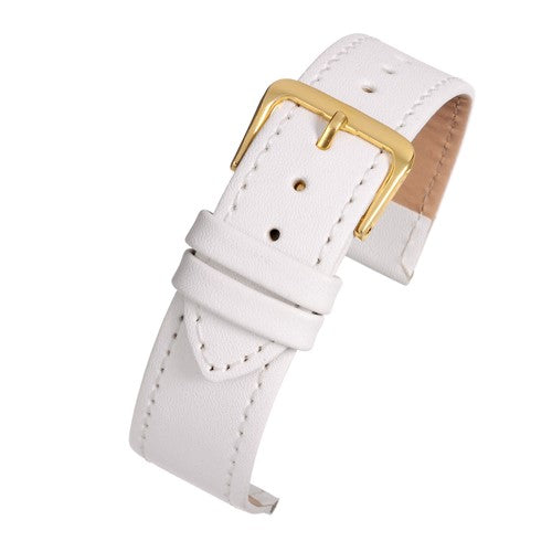24mm White Leather Budget Watch Strap | Chrono Straps UK