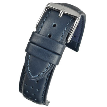 24mm Blue Leather Premium Watch Strap | Chrono Straps UK