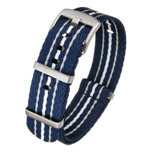 20mm Blue/White Nylon\Woven Military Watch Strap | Chrono Straps UK
