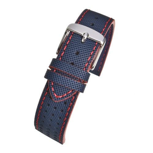 22mm Blue Leather Premium Watch Strap | Chrono Straps UK