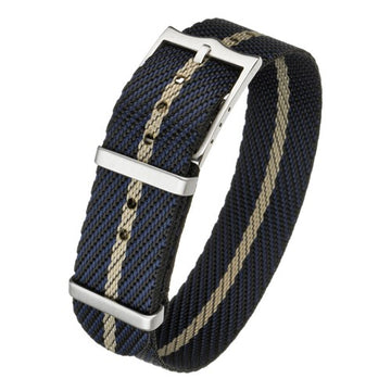 22mm Black/Blue/Grey Nylon\Woven Military Watch Strap | Chrono Straps UK