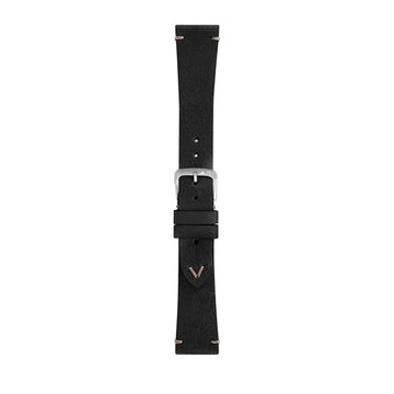 22mm Morellato Black Leather Watch Strap | Chrono Straps UK