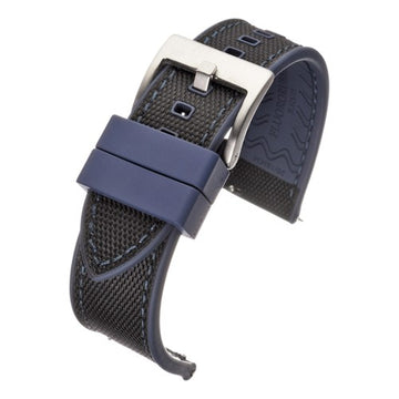 22mm Black/Blue Nylon\Woven Quick Release Watch Strap | Chrono Straps UK