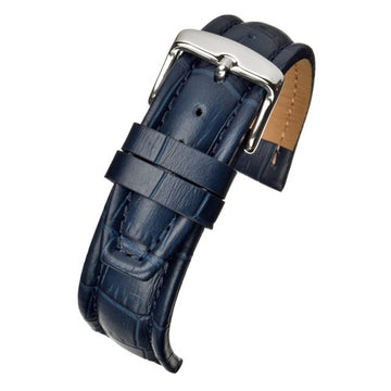 20mm Blue Leather Essential Watch Strap | Chrono Straps UK