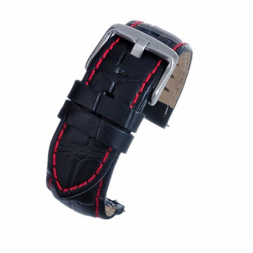 20mm Black Leather Premium Watch Strap | Chrono Straps UK