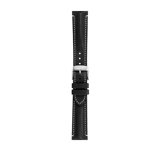 18mm Morellato Black Leather Watch Strap | Chrono Straps UK