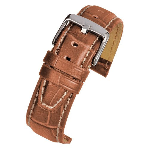 22mm Brown Leather Premium Watch Strap | Chrono Straps UK