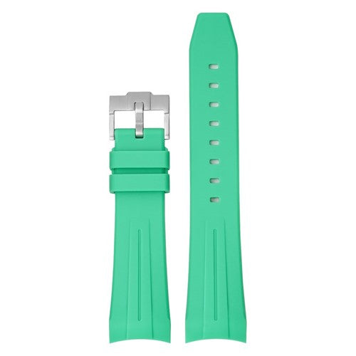 22mm Green Silicone Curved End Watch Strap | Chrono Straps UK
