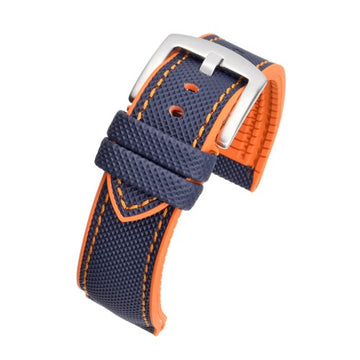 21mm Blue/Orange Rubber\Resin Quick Release Watch Strap | Chrono Straps UK