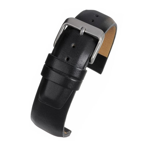 22mm Black Leather Essential Watch Strap | Chrono Straps UK