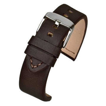 22mm Brown Leather Hand-made Watch Strap | Chrono Straps UK