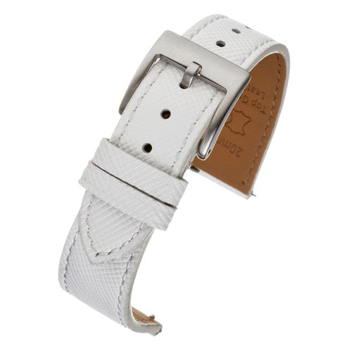 22mm White Leather Quick Release Watch Strap | Chrono Straps UK