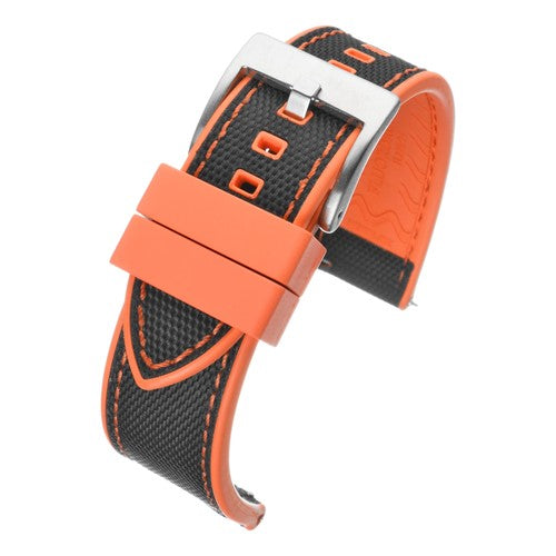 22mm Black/Orange Nylon\Woven Quick Release Watch Strap | Chrono Straps UK