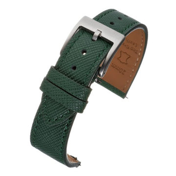19mm Green Leather Quick Release Watch Strap | Chrono Straps UK